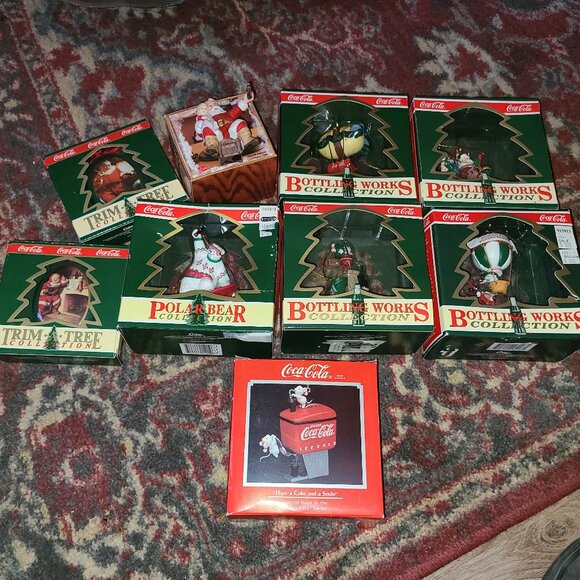 9 Coca-Cola Ornaments Bottle Works Collection Polar Bear Trim a Tree Mint in Box - Picture 1 of 5